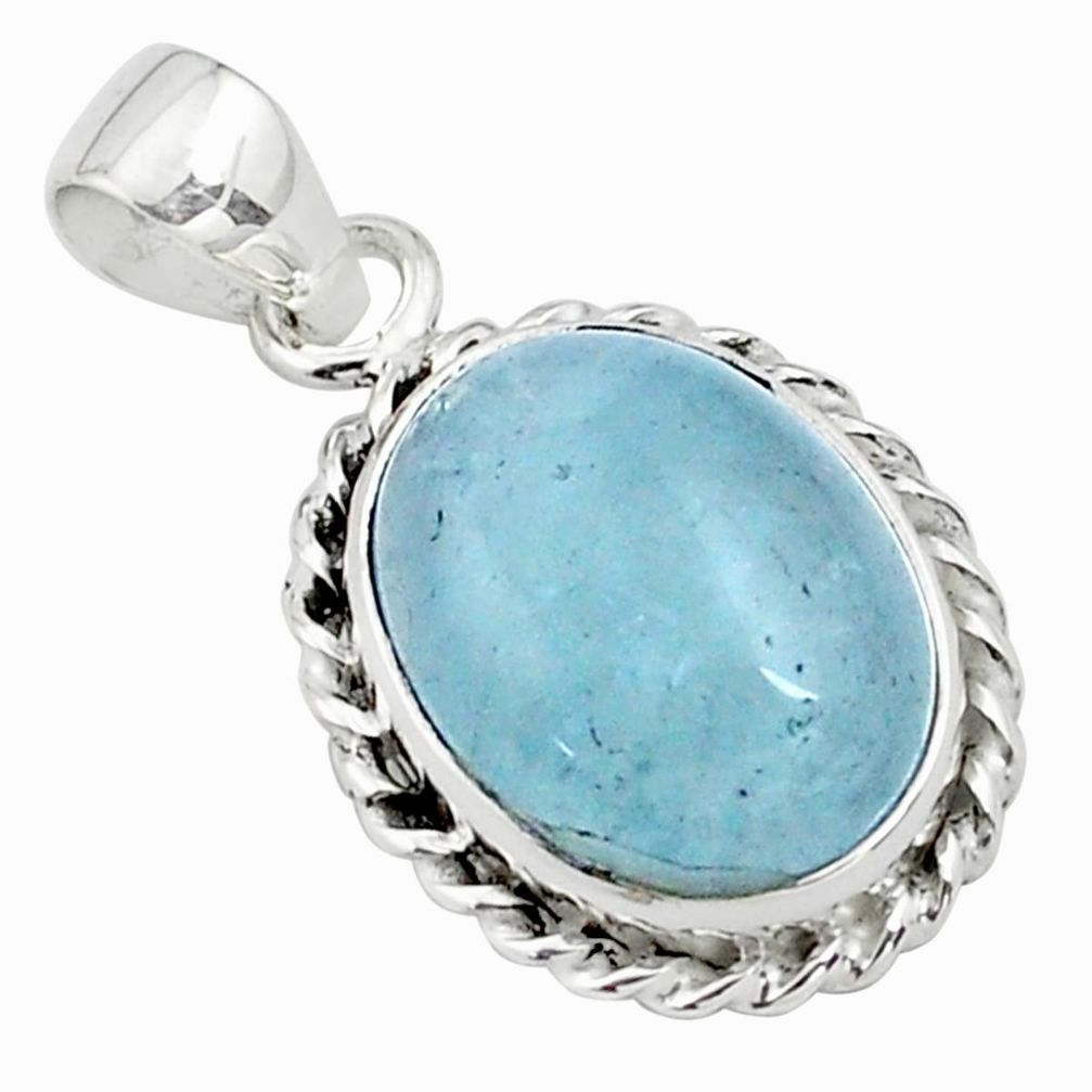 13.70cts natural blue aquamarine 925 sterling silver pendant jewelry p77870