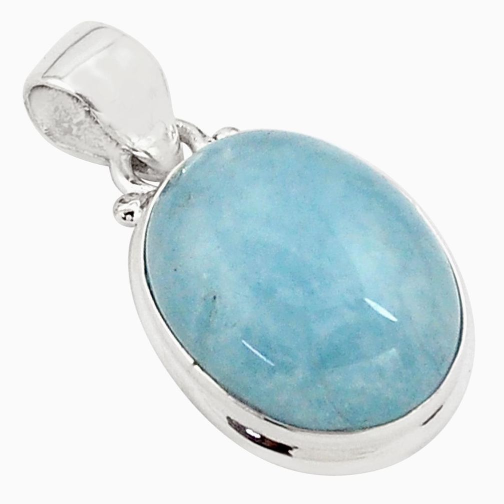 13.82cts natural blue aquamarine 925 sterling silver pendant jewelry p77874