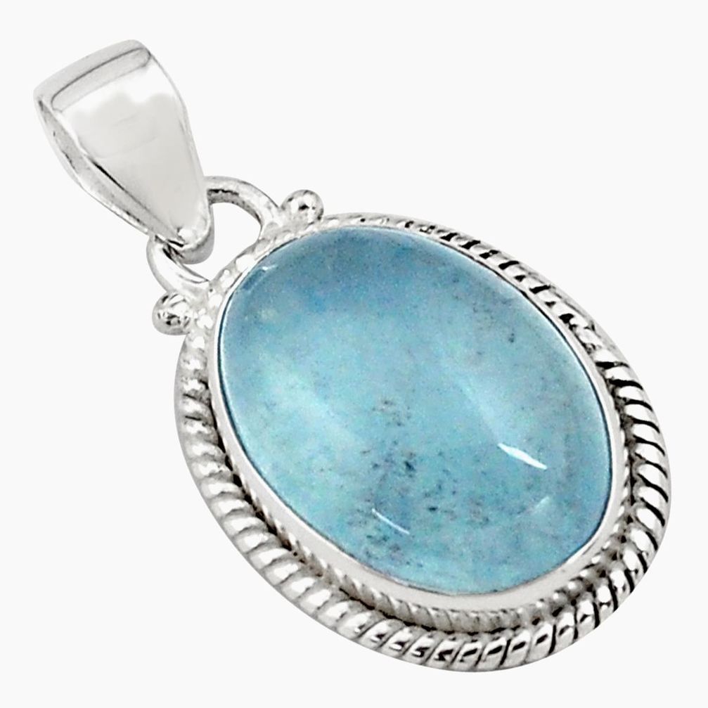 14.23cts natural blue aquamarine 925 sterling silver pendant jewelry p77876