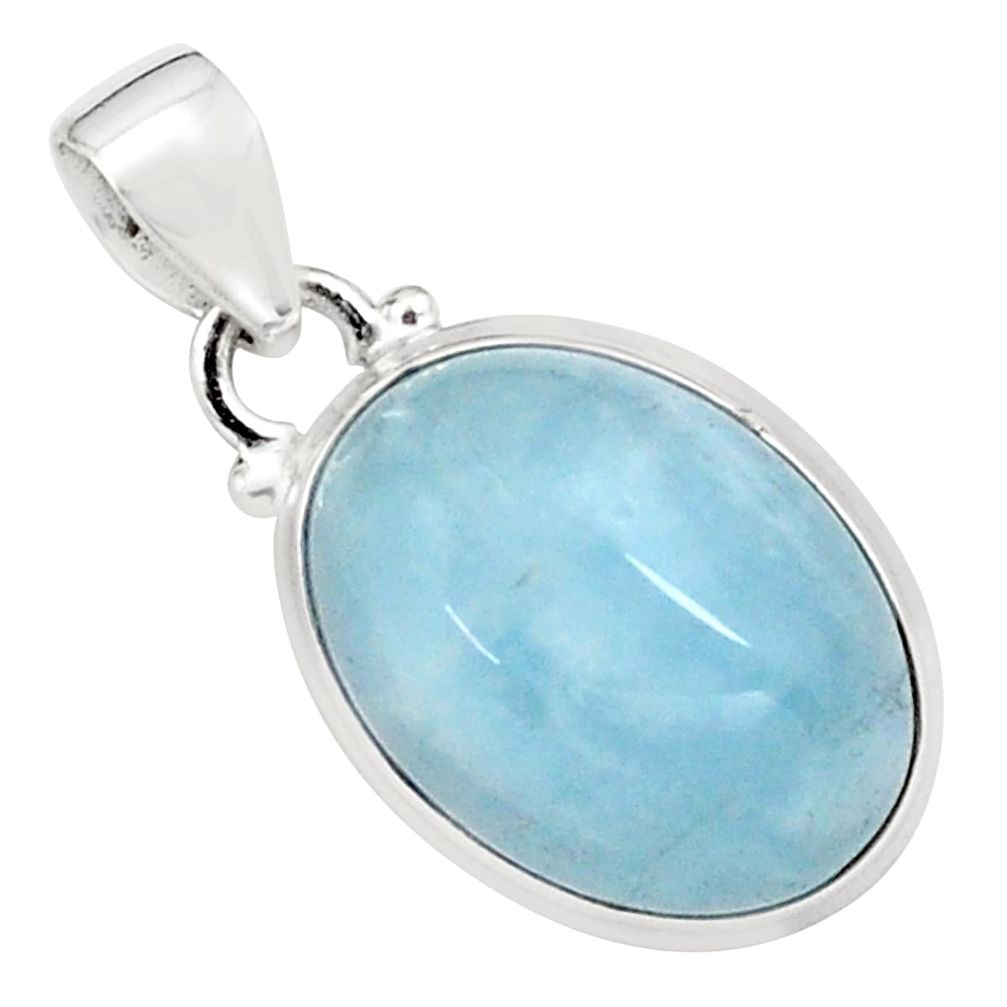 14.39cts natural blue aquamarine 925 sterling silver pendant jewelry p77881