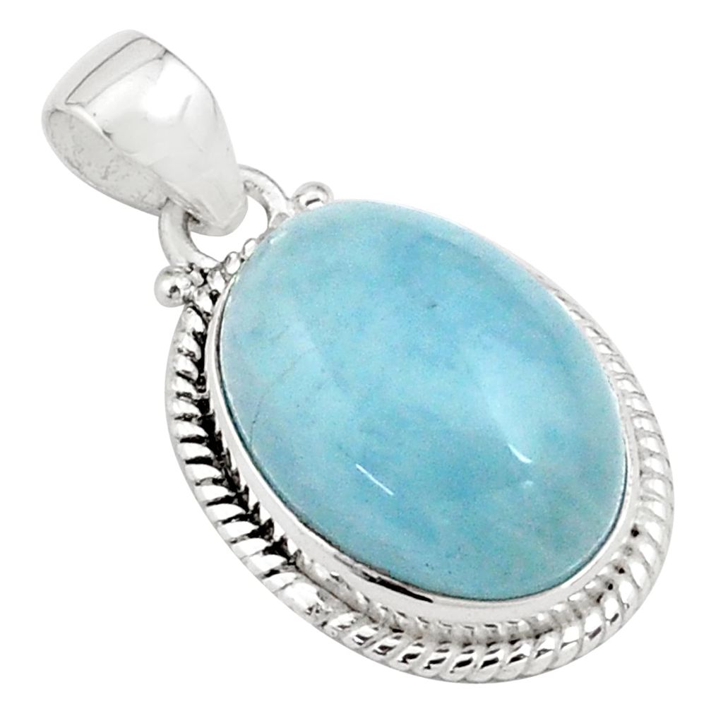 14.88cts natural blue aquamarine 925 sterling silver pendant jewelry p77885