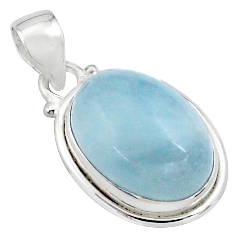 14.23cts natural blue aquamarine 925 sterling silver pendant jewelry p77886