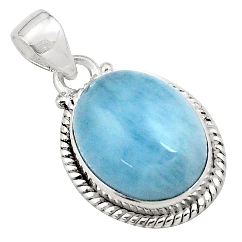 14.72cts natural blue aquamarine 925 sterling silver pendant jewelry p77891