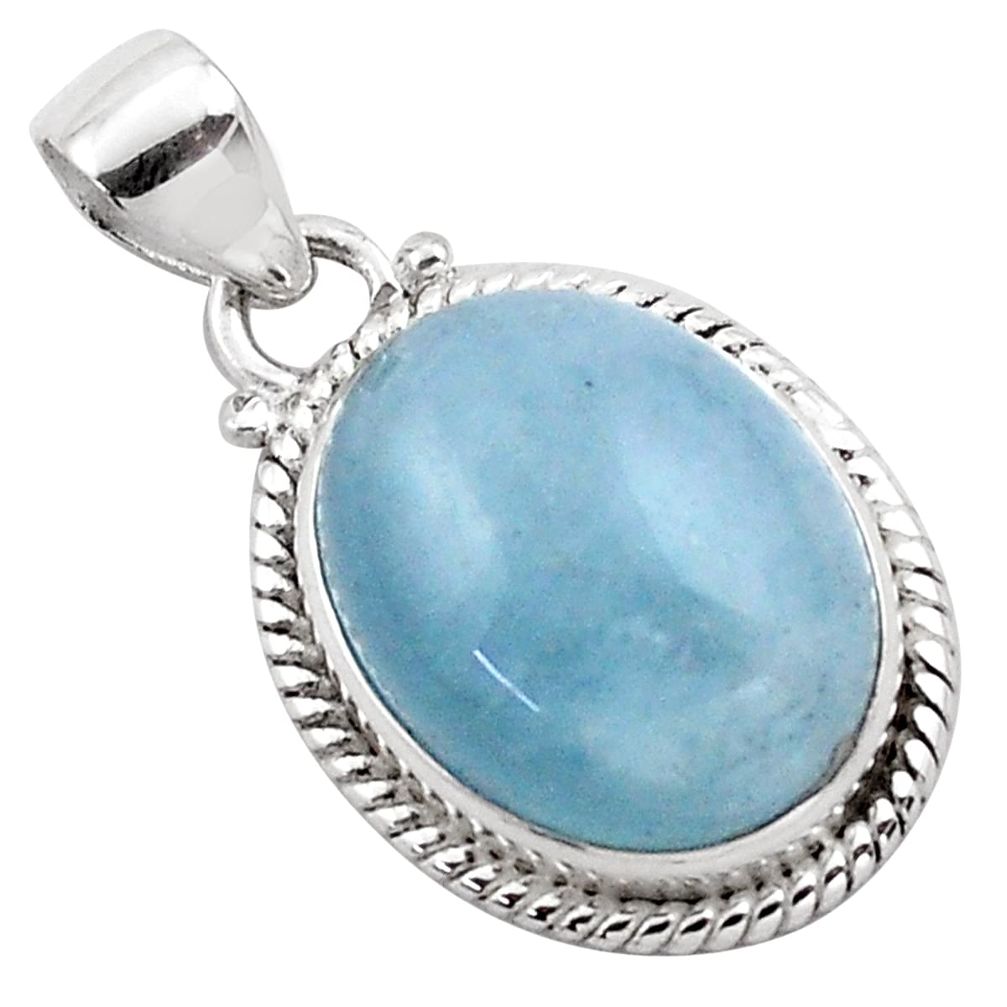 14.72cts natural blue aquamarine 925 sterling silver pendant jewelry p88423
