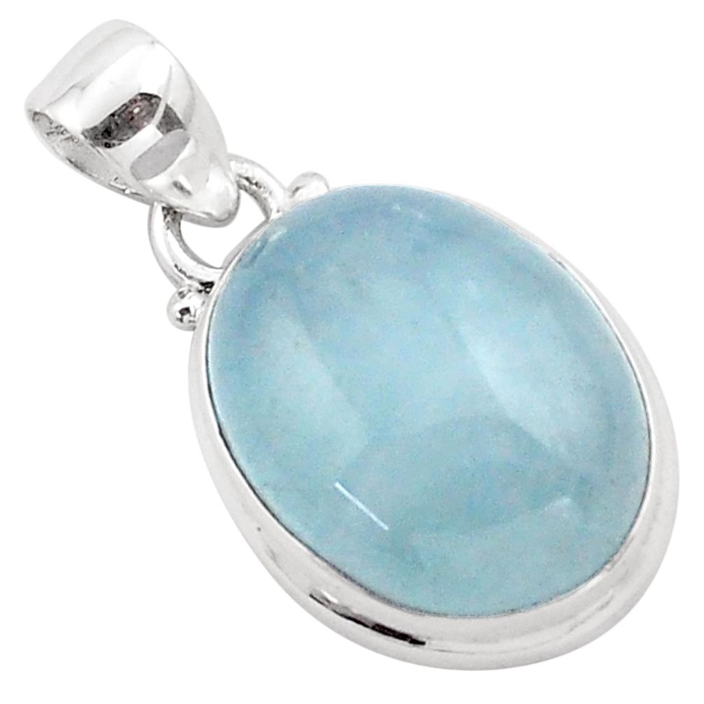 15.39cts natural blue aquamarine 925 sterling silver pendant jewelry p88425