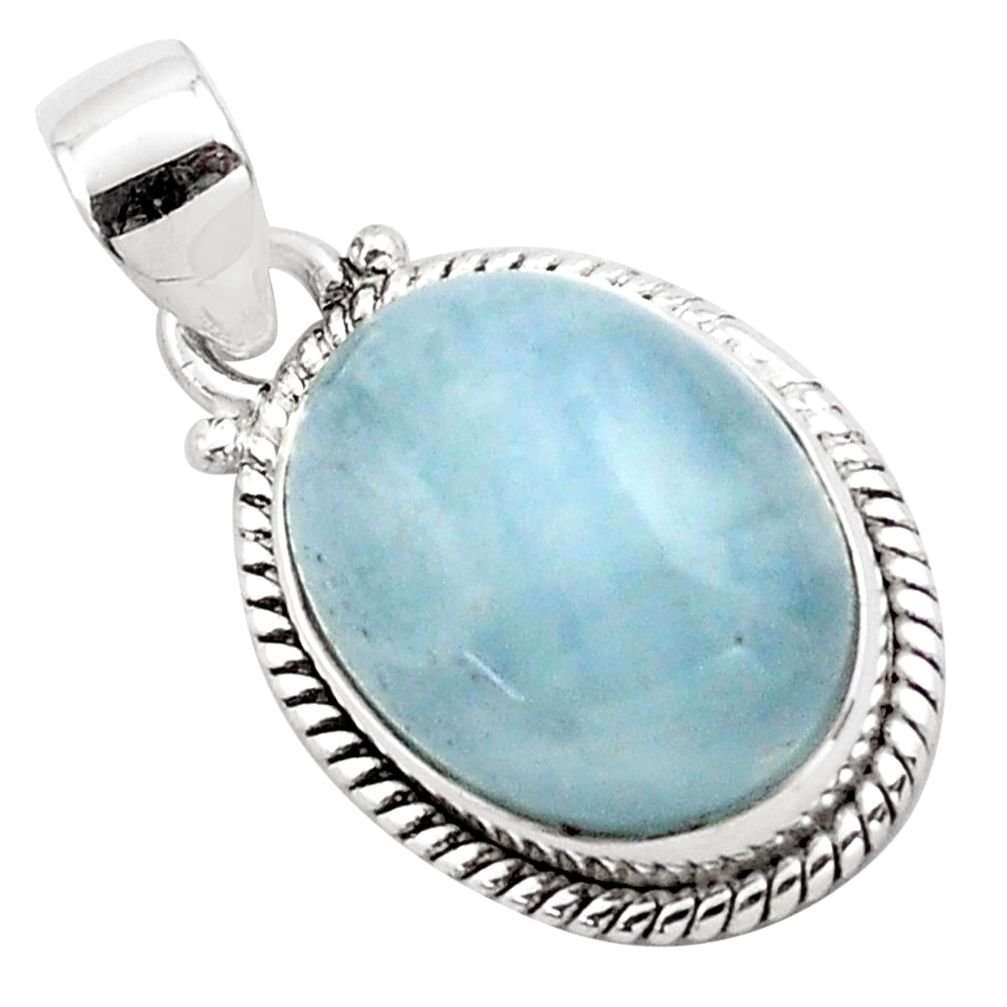 14.12cts natural blue aquamarine 925 sterling silver pendant jewelry p88428