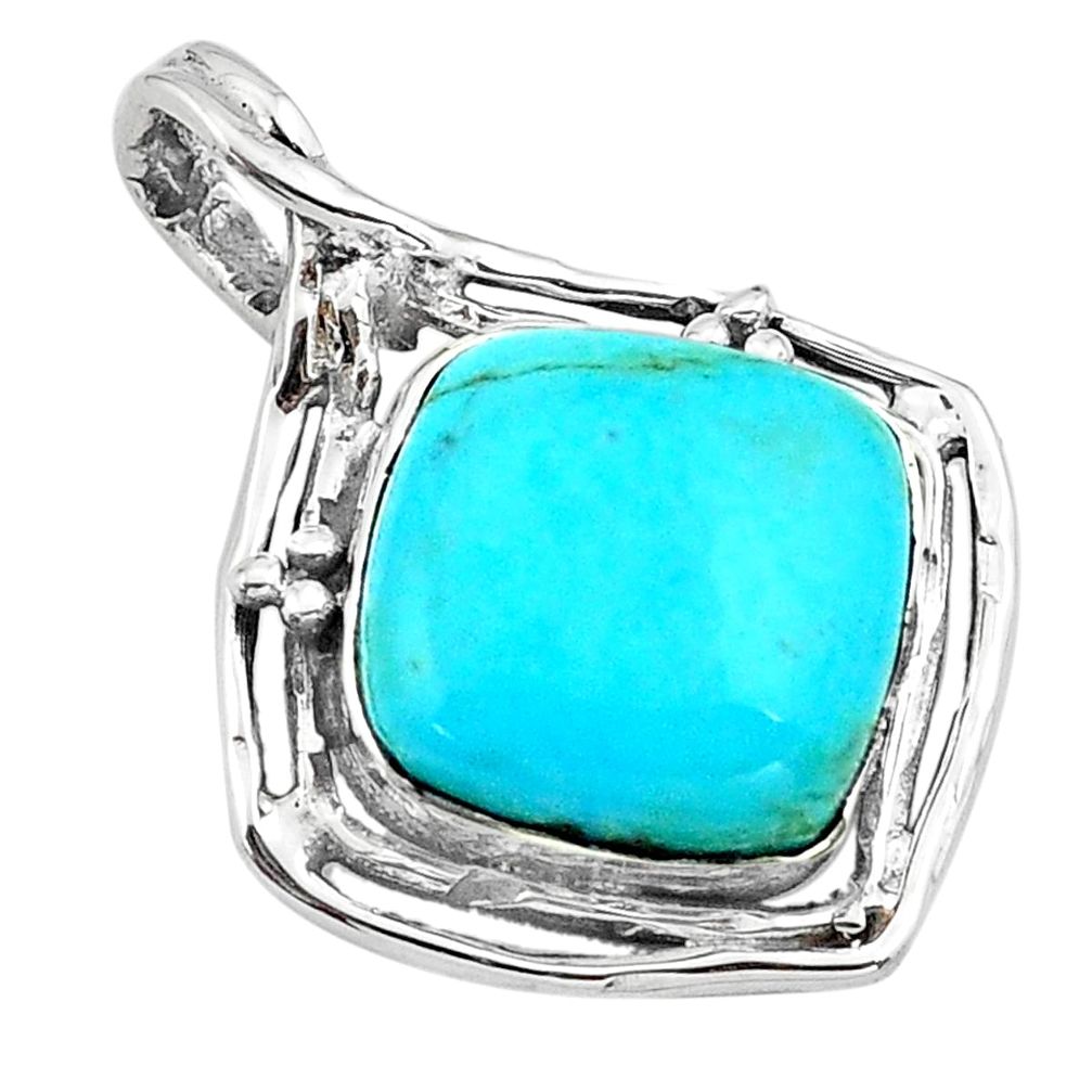 12.60cts natural blue campitos turquoise 925 sterling silver pendant p80907