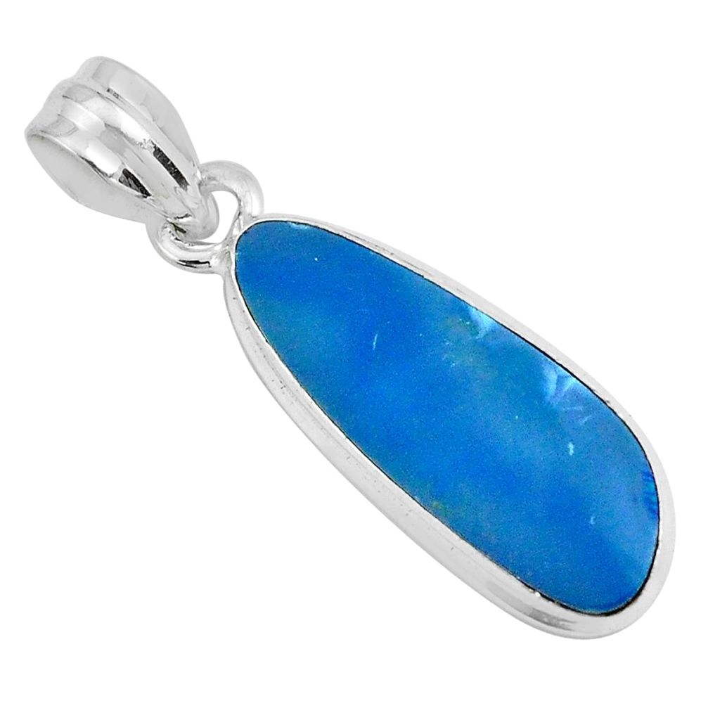 7.24cts natural blue doublet opal australian 925 sterling silver pendant p67846