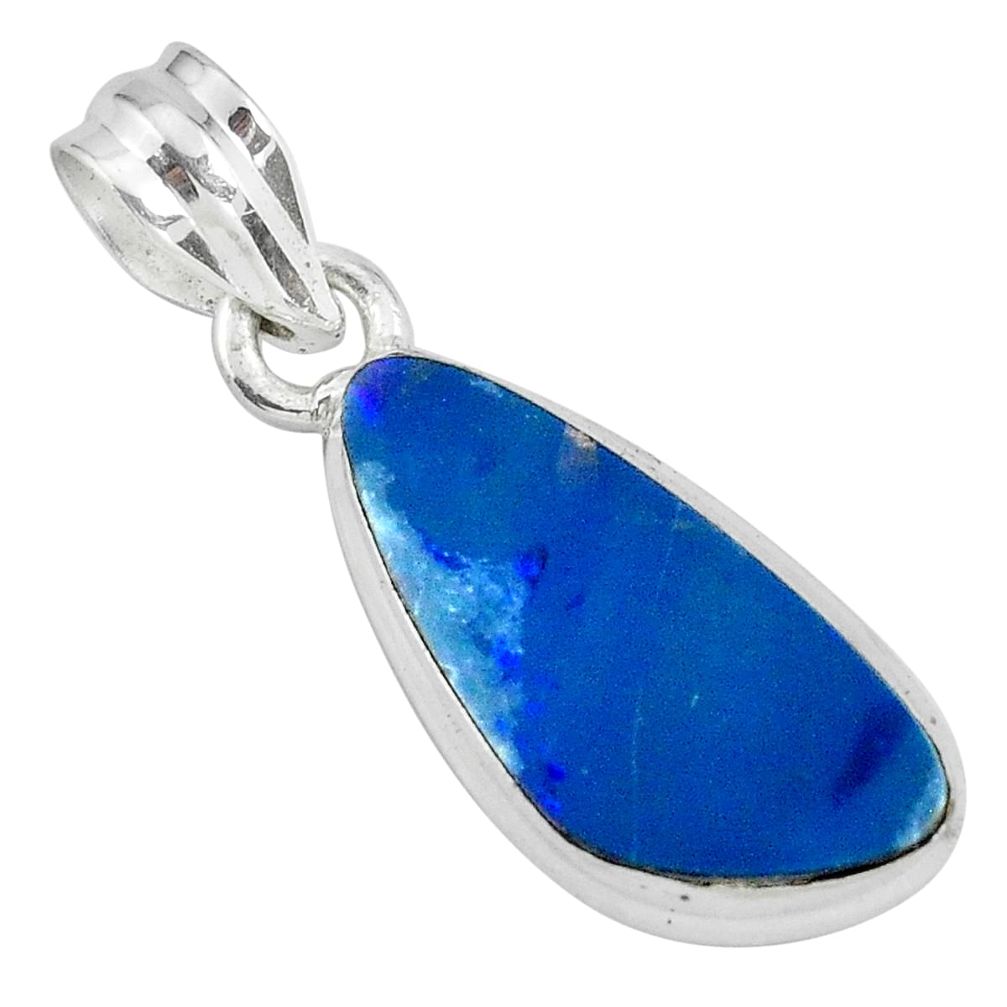 7.97cts natural blue doublet opal australian 925 sterling silver pendant p68900