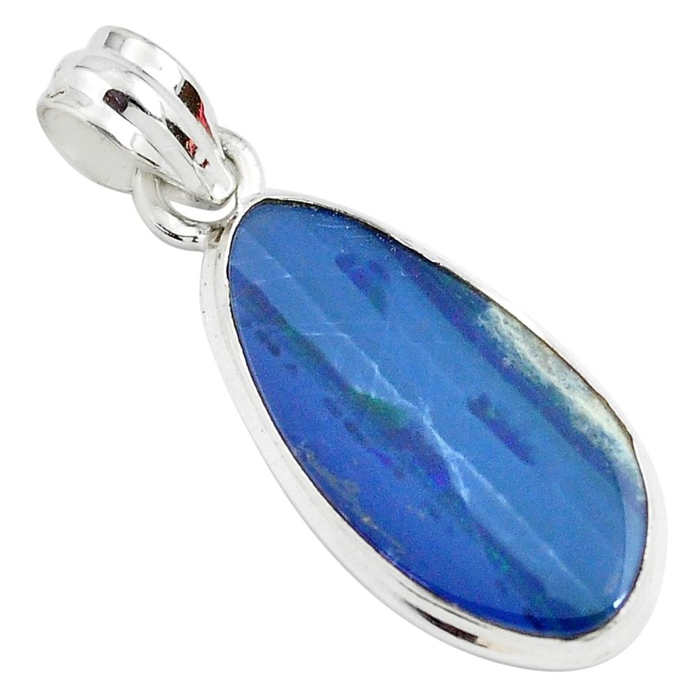 10.76cts natural blue doublet opal australian 925 sterling silver pendant p70462