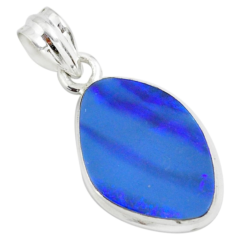 10.32cts natural blue doublet opal australian 925 sterling silver pendant p70470