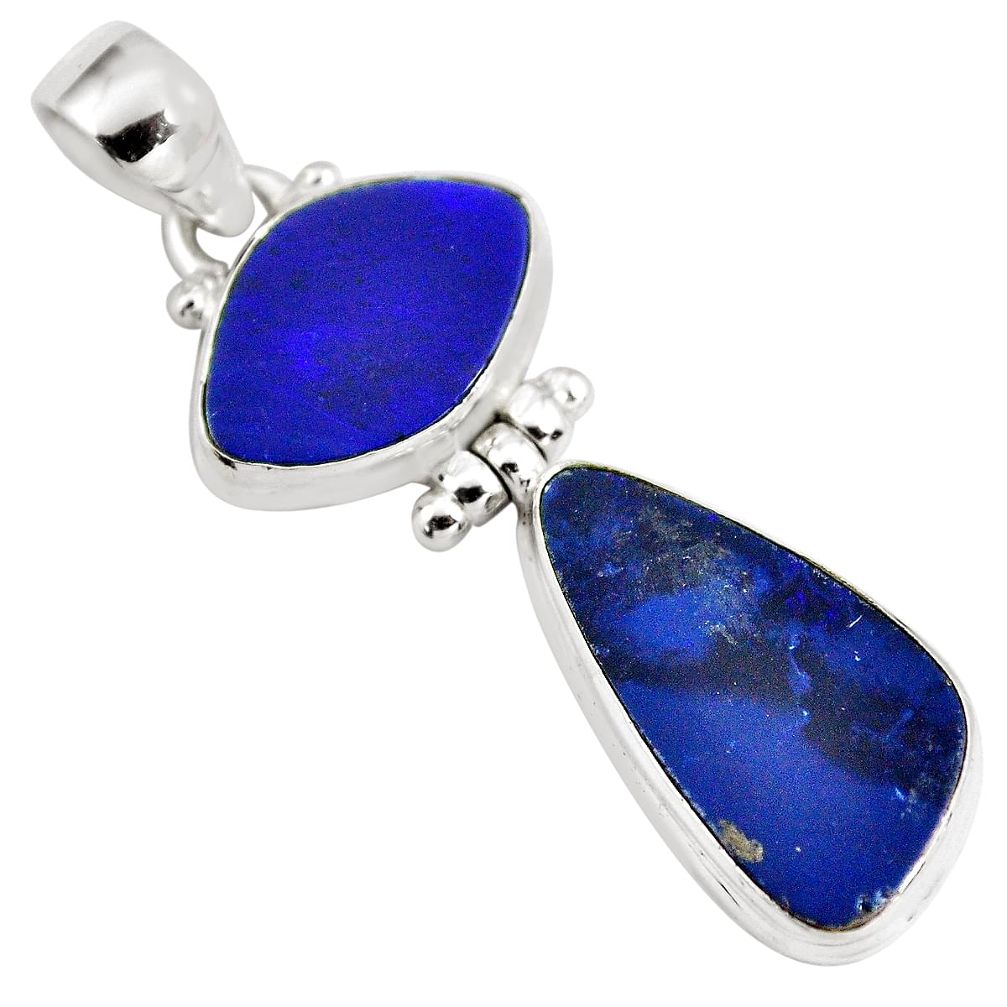 12.07cts natural blue doublet opal australian 925 sterling silver pendant p86821