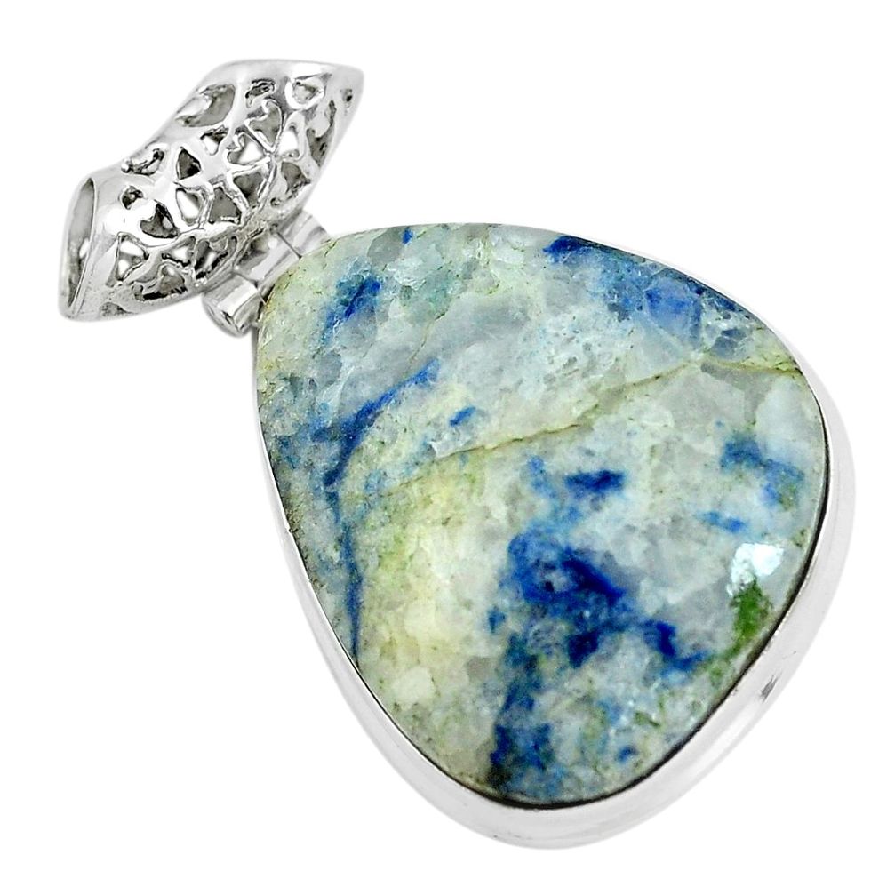 29.40cts natural blue dumortierite 925 sterling silver pendant jewelry d31810