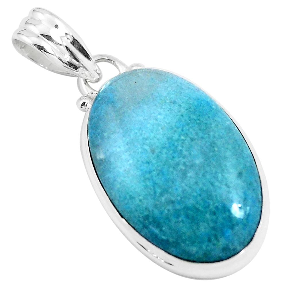 15.65cts natural blue dumortierite 925 sterling silver pendant jewelry p46270