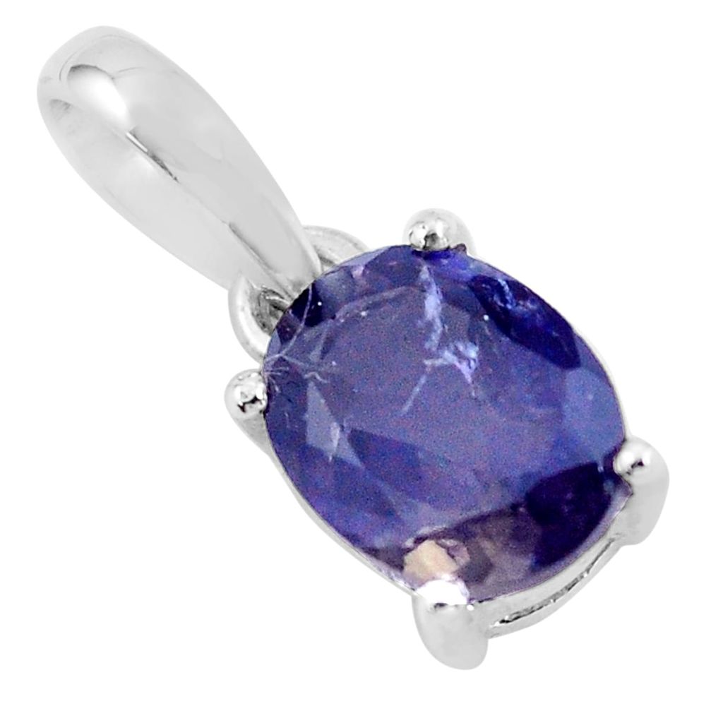 3.01cts natural blue iolite 925 sterling silver pendant jewelry p62420