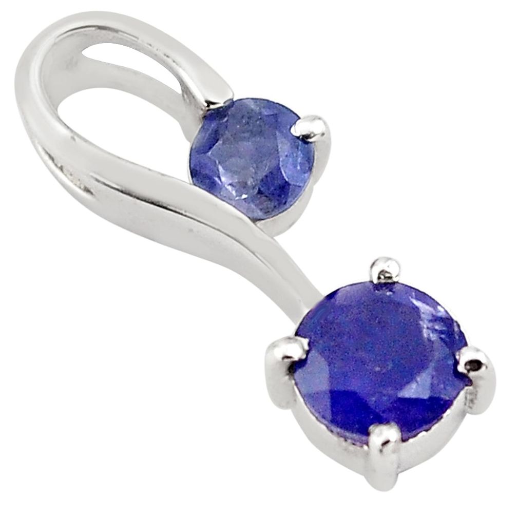 1.78cts natural blue iolite 925 sterling silver pendant jewelry p82097