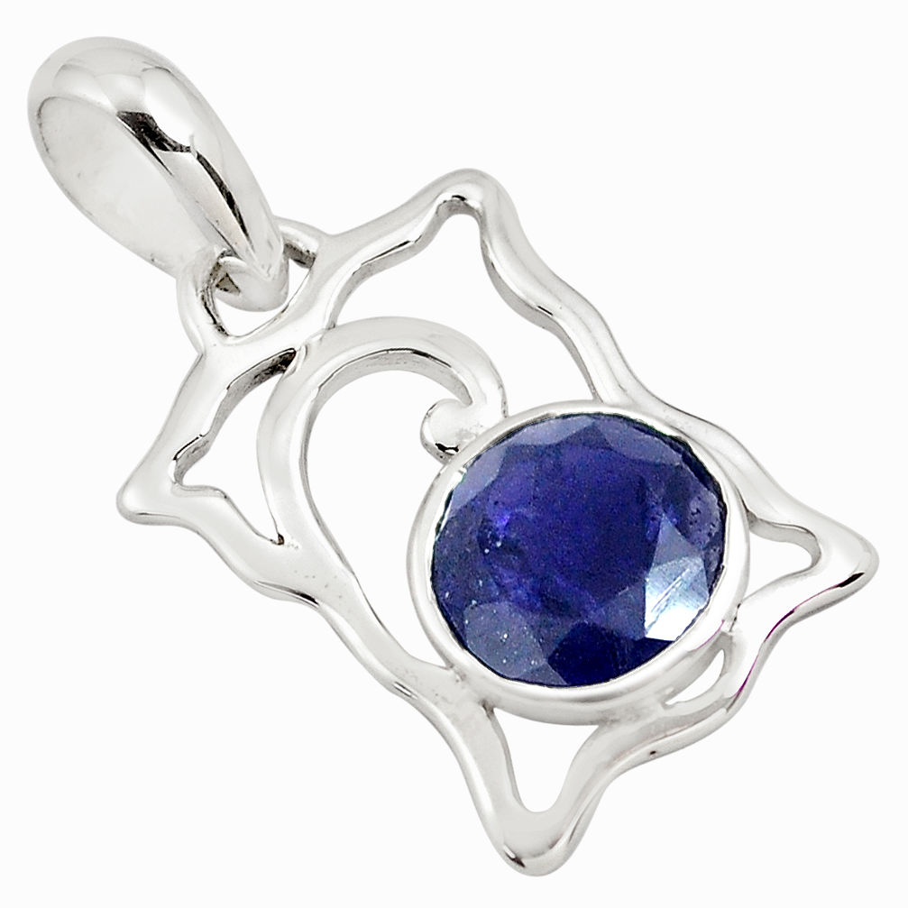 3.18cts natural blue iolite 925 sterling silver pendant jewelry p82112