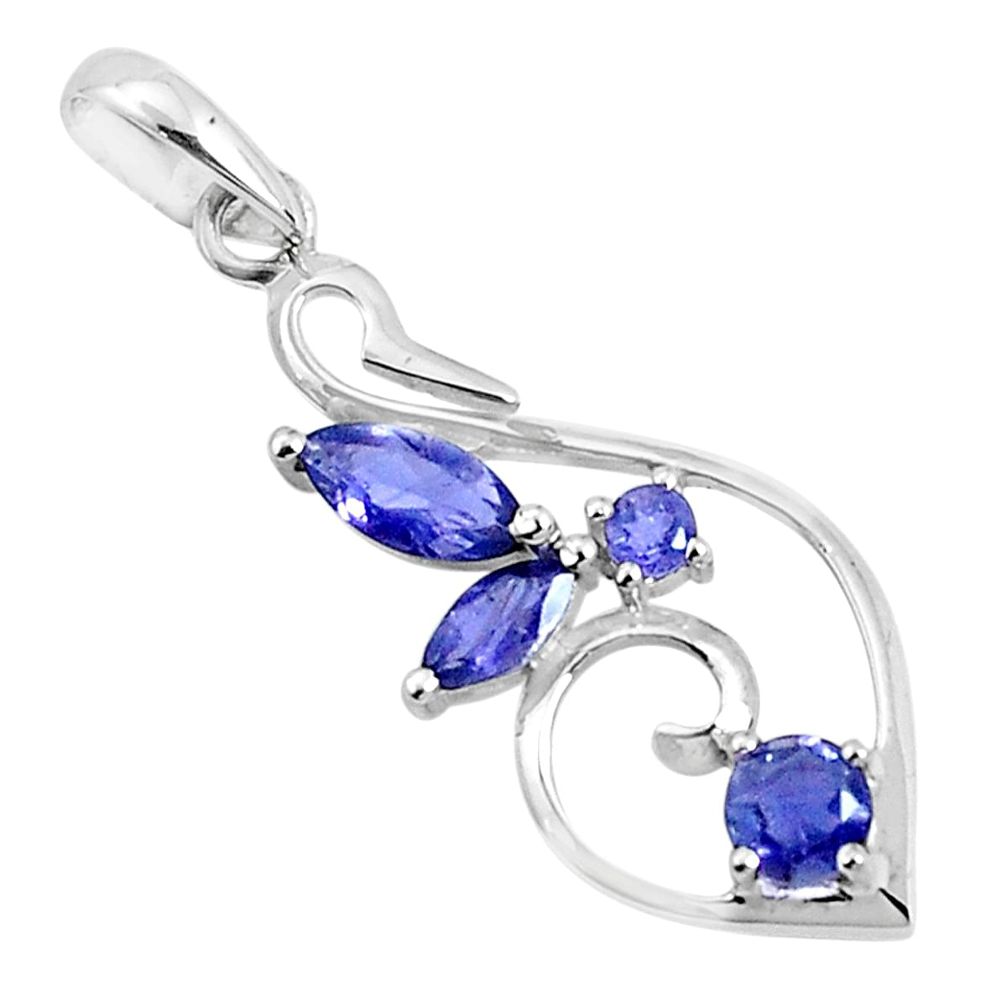 3.33cts natural blue iolite 925 sterling silver pendant jewelry p82480