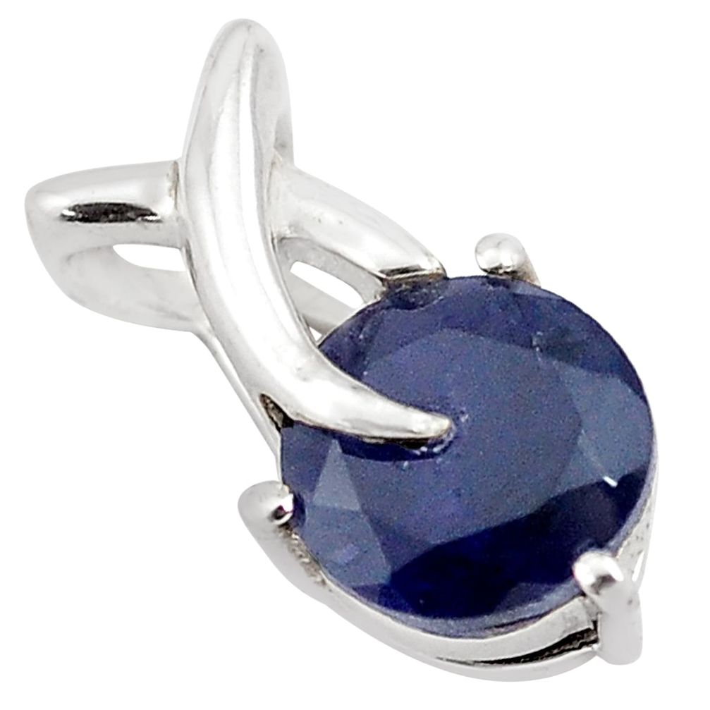 3.02cts natural blue iolite 925 sterling silver pendant jewelry p82556