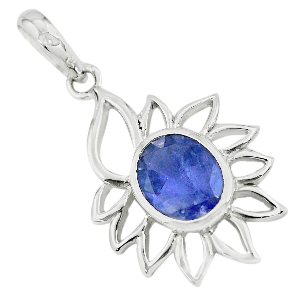 4.04cts natural blue iolite oval 925 sterling silver pendant jewelry p62650