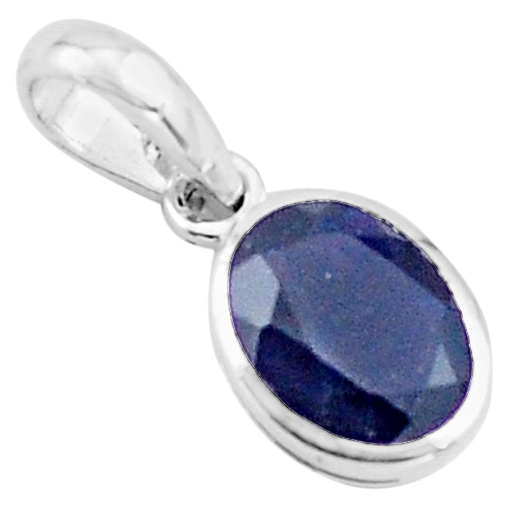 3.03cts natural blue iolite oval 925 sterling silver pendant jewelry p73715