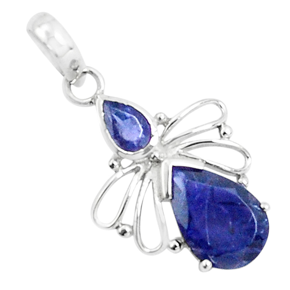 4.54cts natural blue iolite pear 925 sterling silver pendant jewelry p36438
