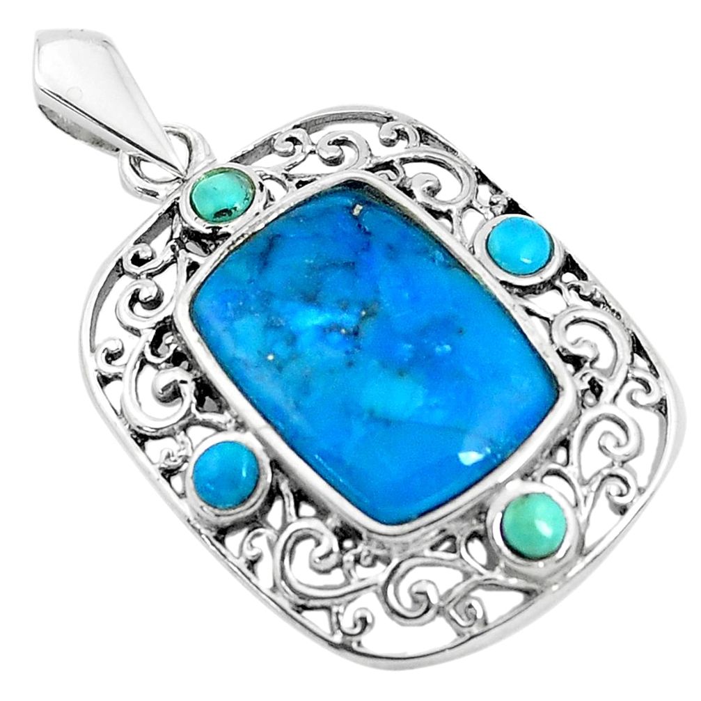 6.27cts natural blue kingman turquoise 925 sterling silver pendant jewelry c1629