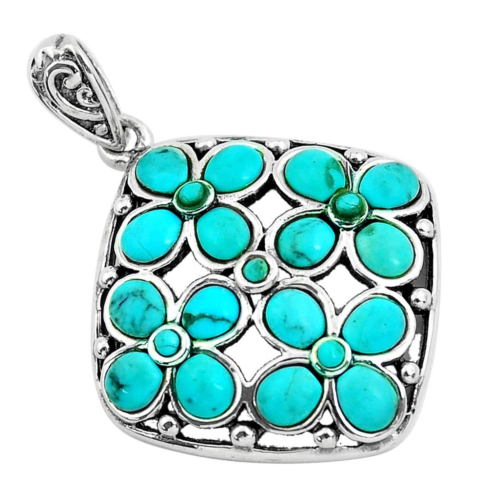 6.32cts natural blue kingman turquoise 925 sterling silver pendant jewelry c1687
