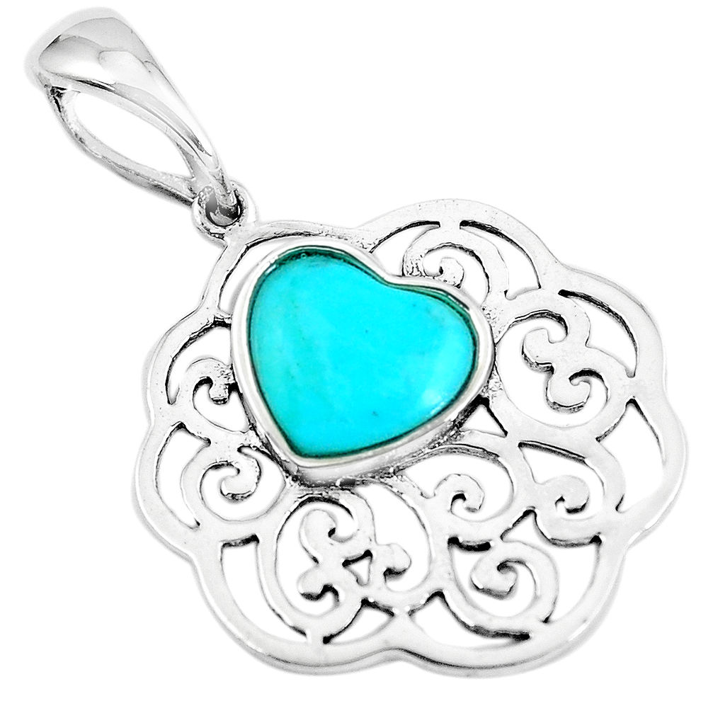 4.43cts natural blue kingman turquoise 925 sterling silver pendant jewelry c1735