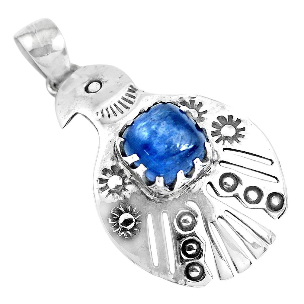 3.70cts natural blue kyanite 925 sterling silver bird charm pendant p41943