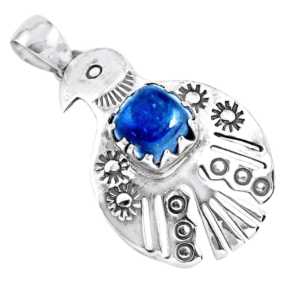 3.52cts natural blue kyanite 925 sterling silver bird charm pendant p41948