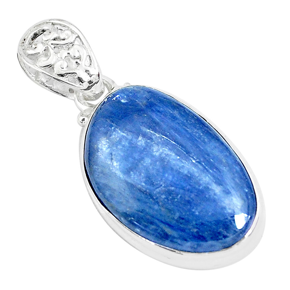 24.38cts natural blue kyanite 925 sterling silver pendant jewelry p47270