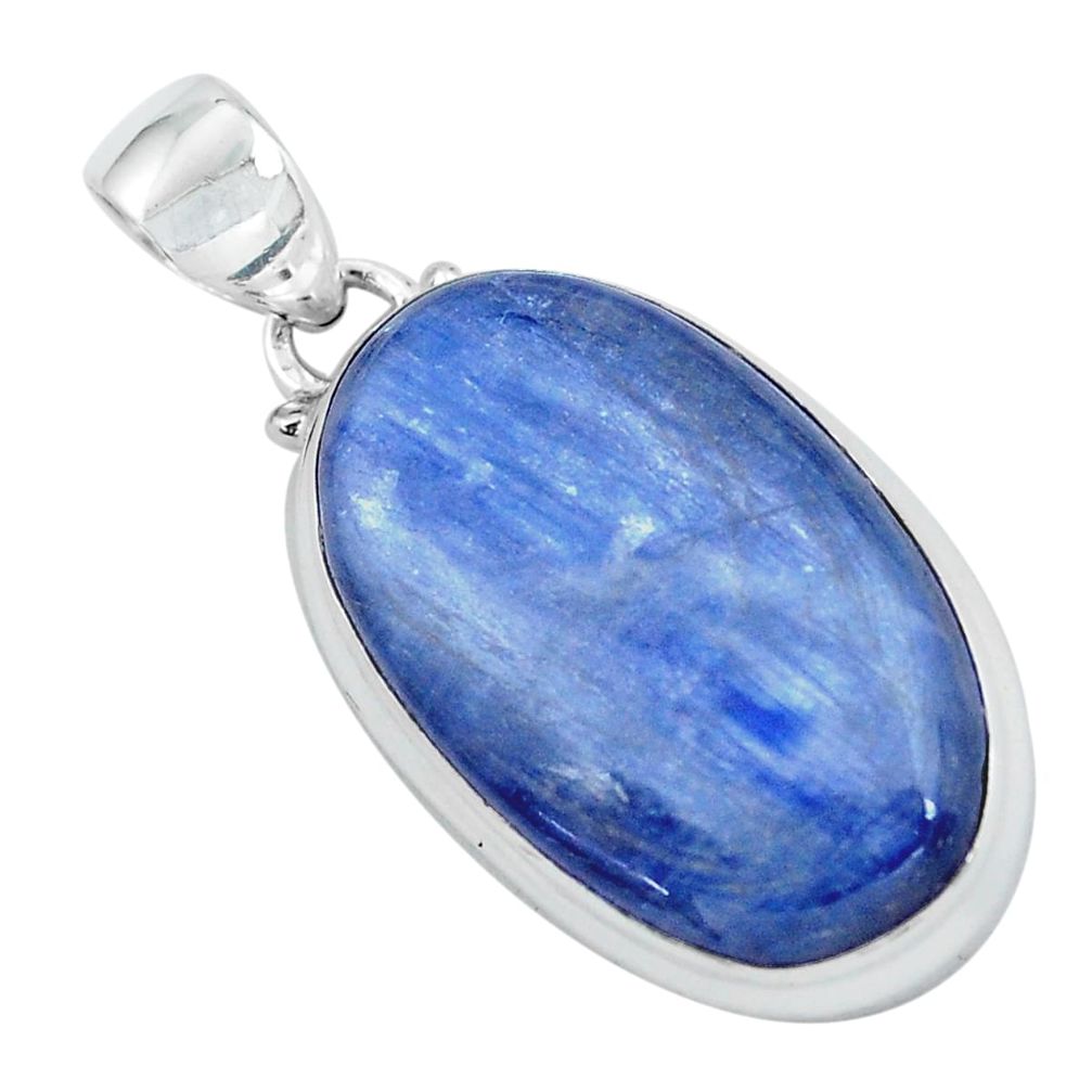 24.00cts natural blue kyanite 925 sterling silver pendant jewelry p59505