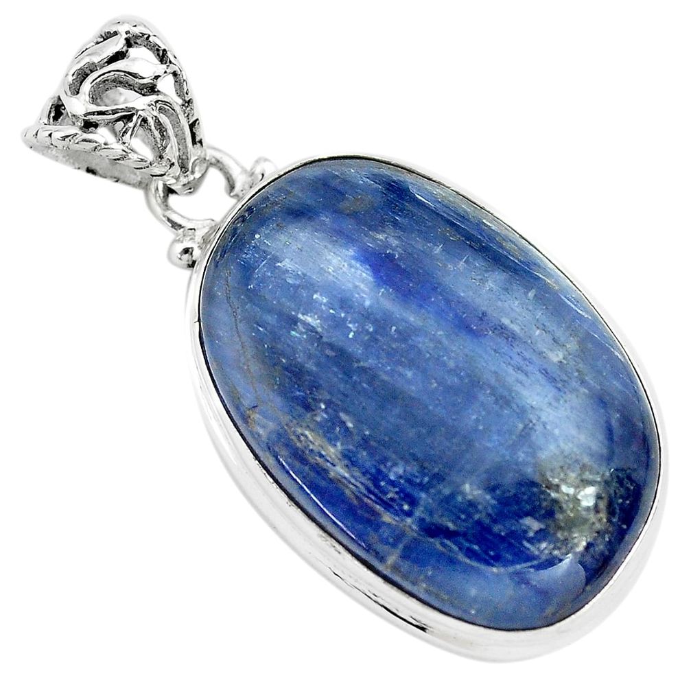 30.88cts natural blue kyanite 925 sterling silver pendant jewelry p71928