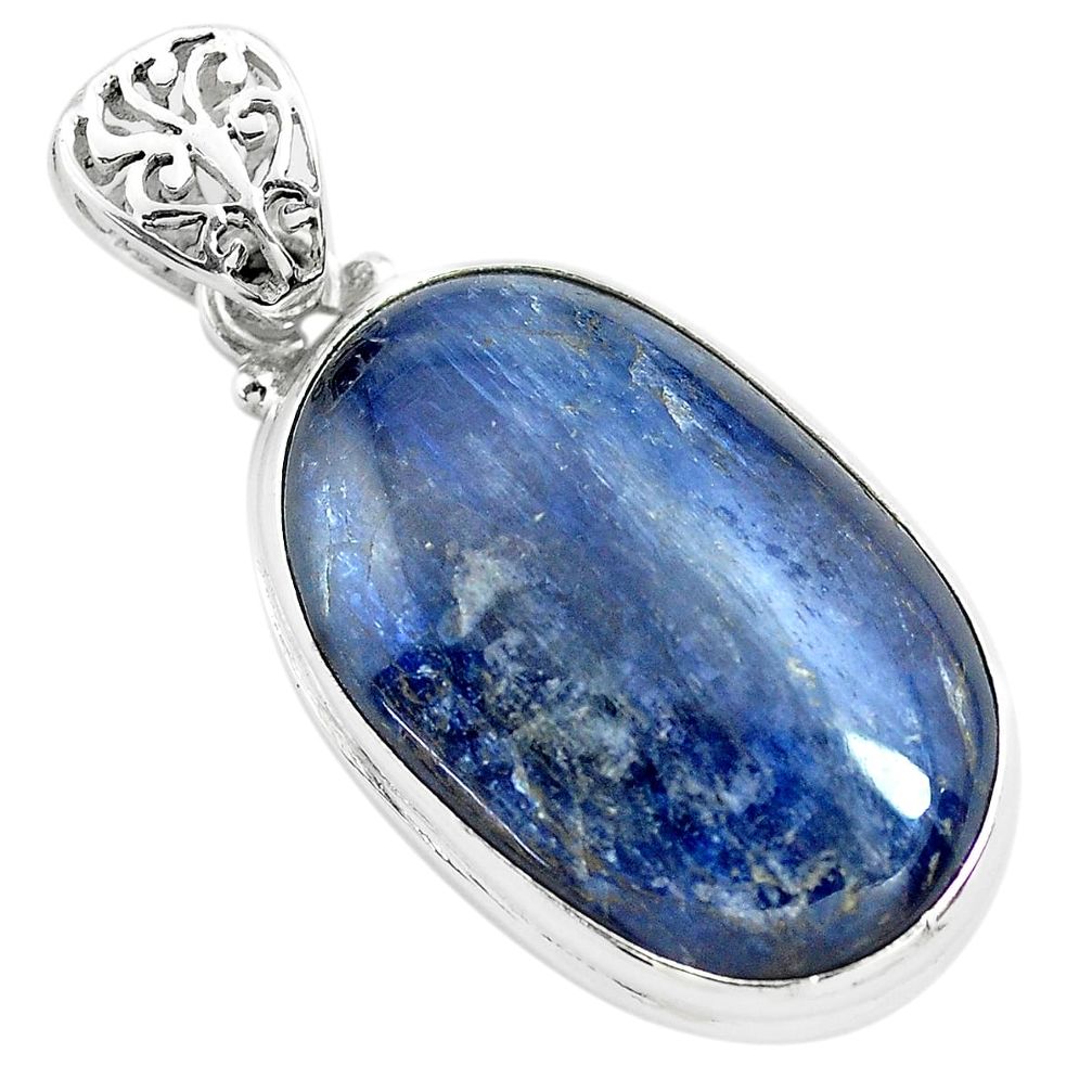 34.94cts natural blue kyanite 925 sterling silver pendant jewelry p71929