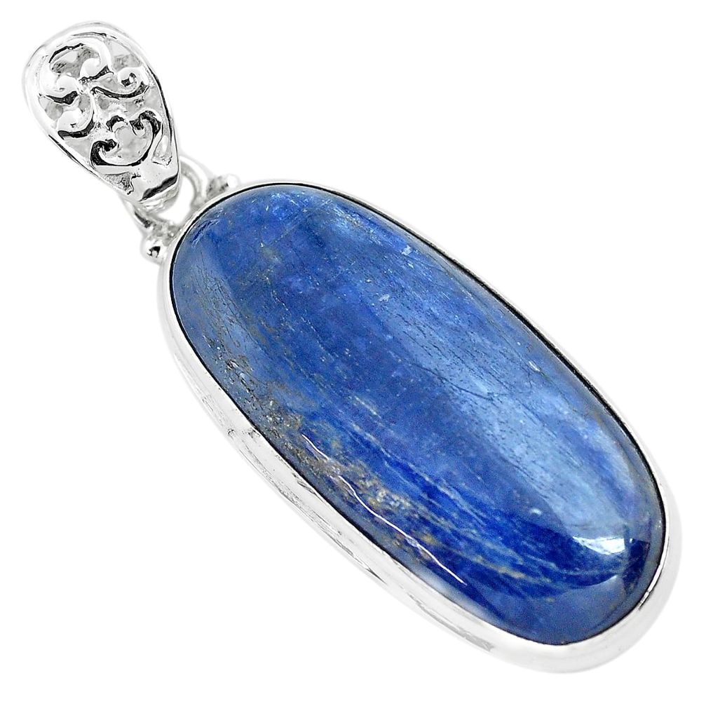 34.94cts natural blue kyanite 925 sterling silver pendant jewelry p71937