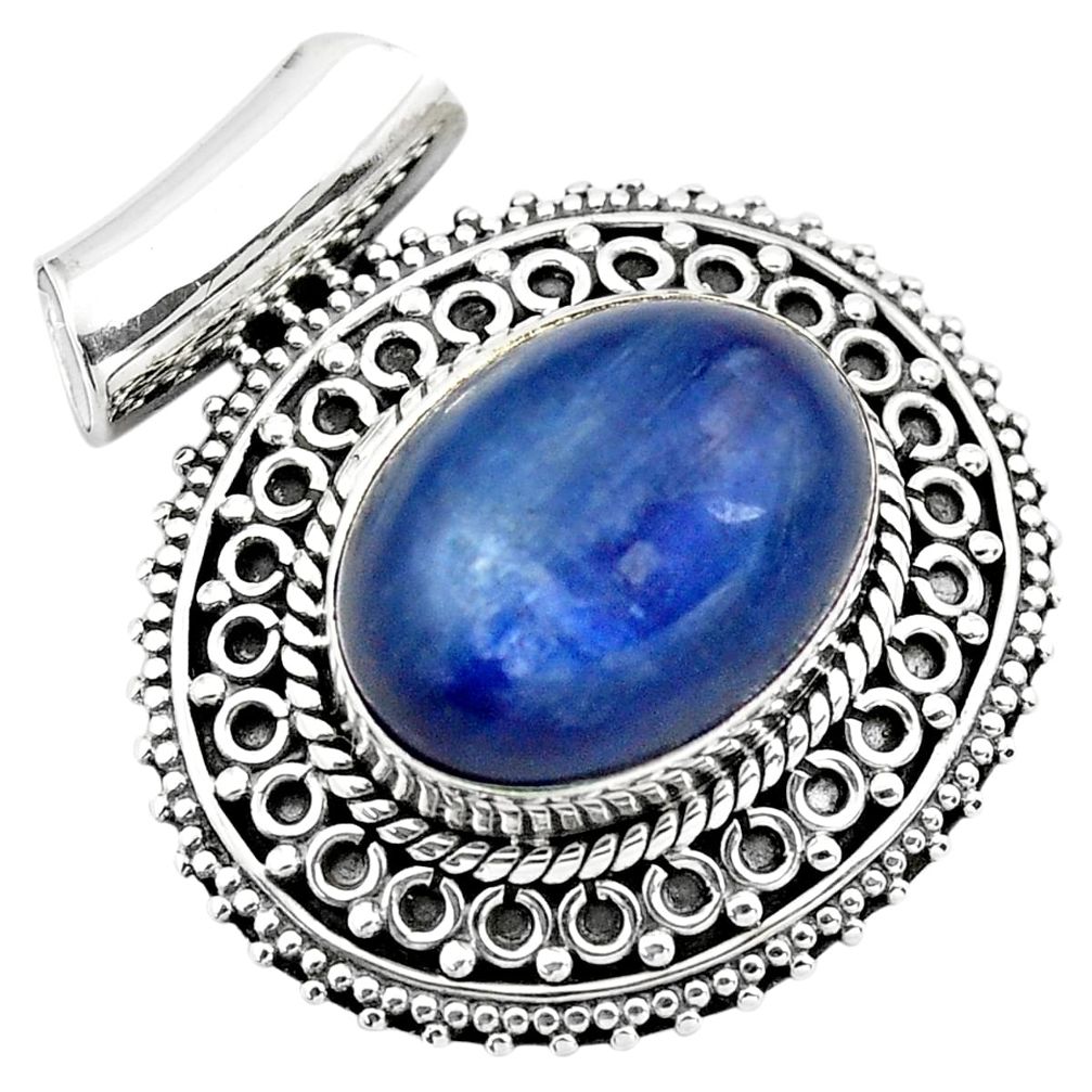 10.98cts natural blue kyanite 925 sterling silver pendant jewelry p86704