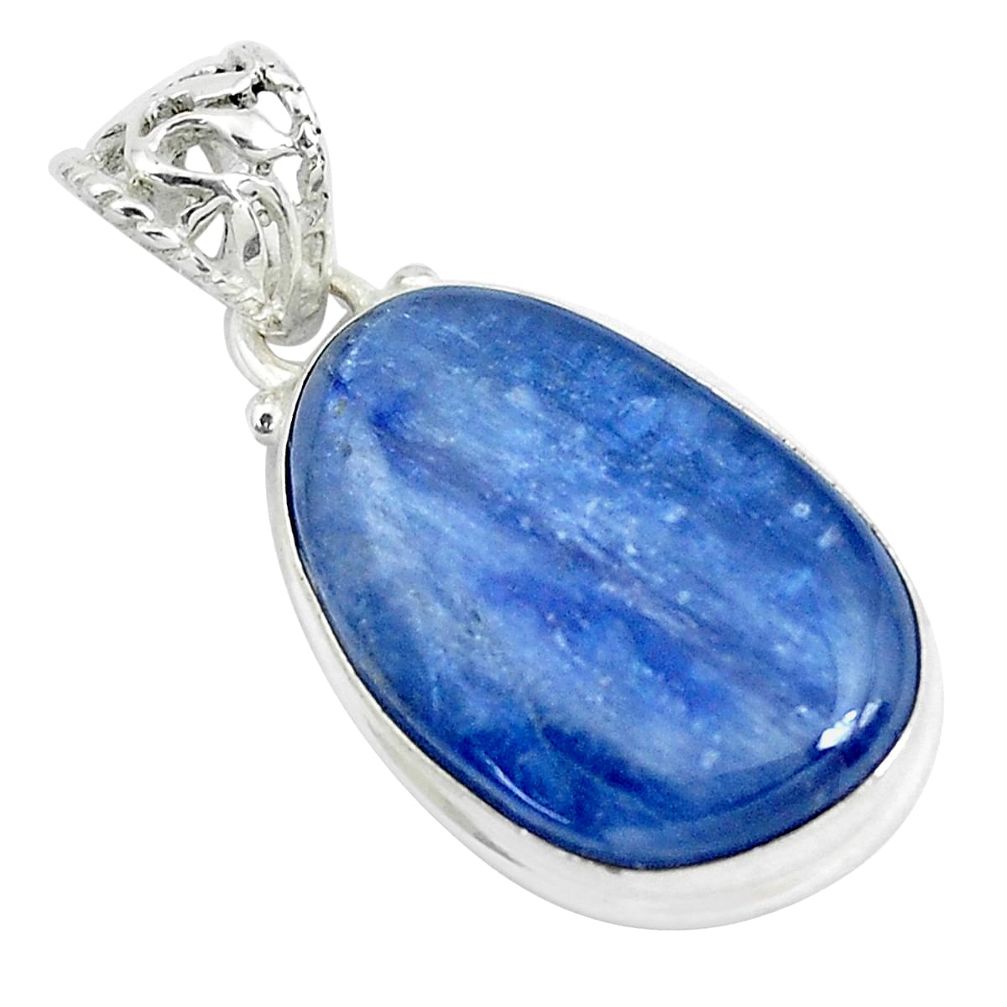 22.02cts natural blue kyanite fancy 925 sterling silver pendant jewelry p47261