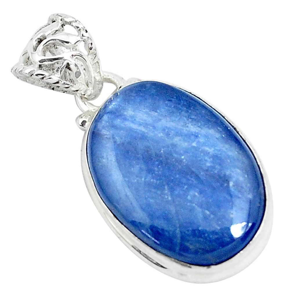 18.70cts natural blue kyanite fancy 925 sterling silver pendant jewelry p47267