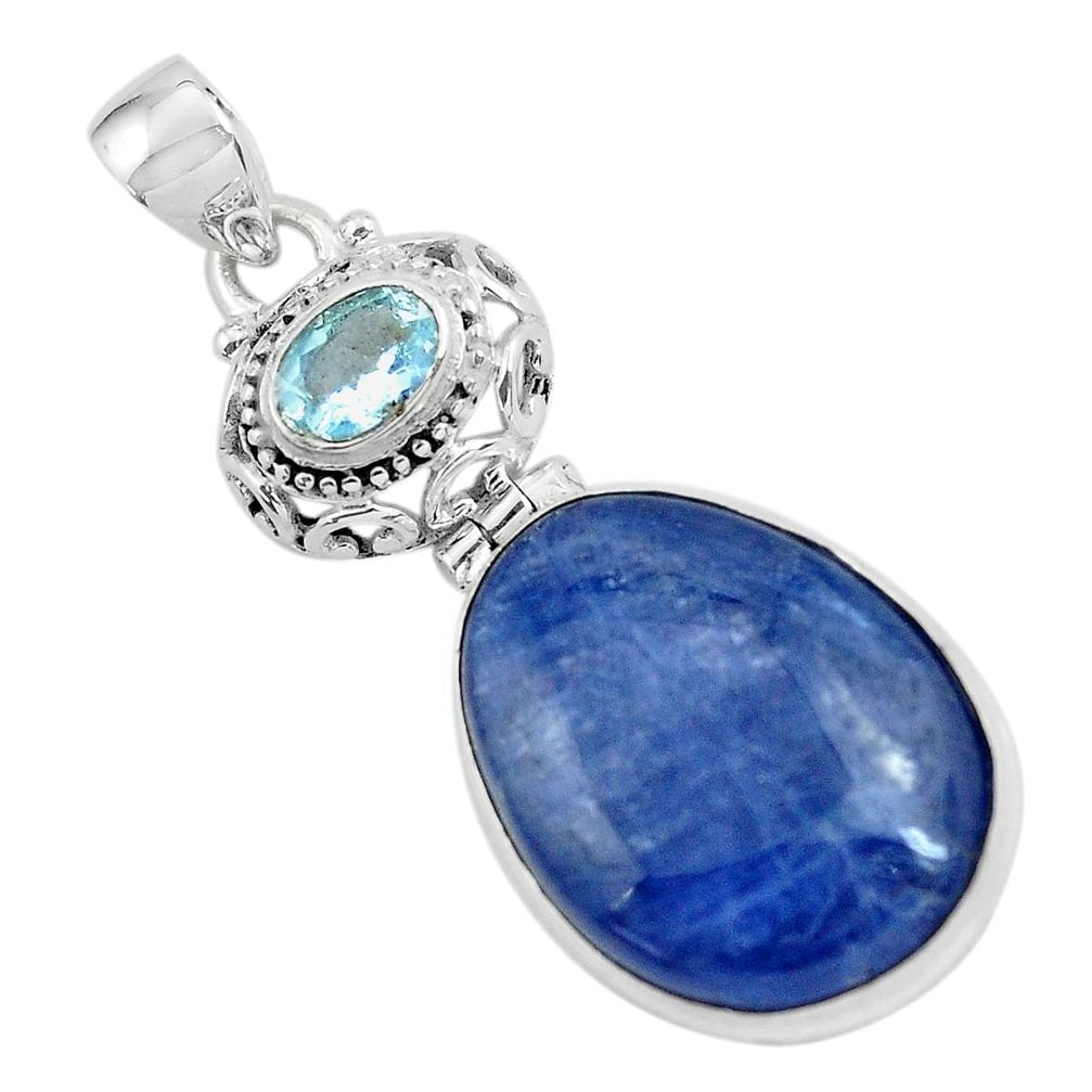 26.16cts natural blue kyanite topaz 925 sterling silver pendant jewelry p59363