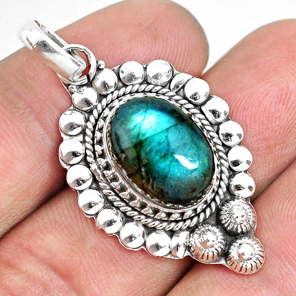 6.31cts natural blue labradorite 925 sterling silver pendant jewelry d31177