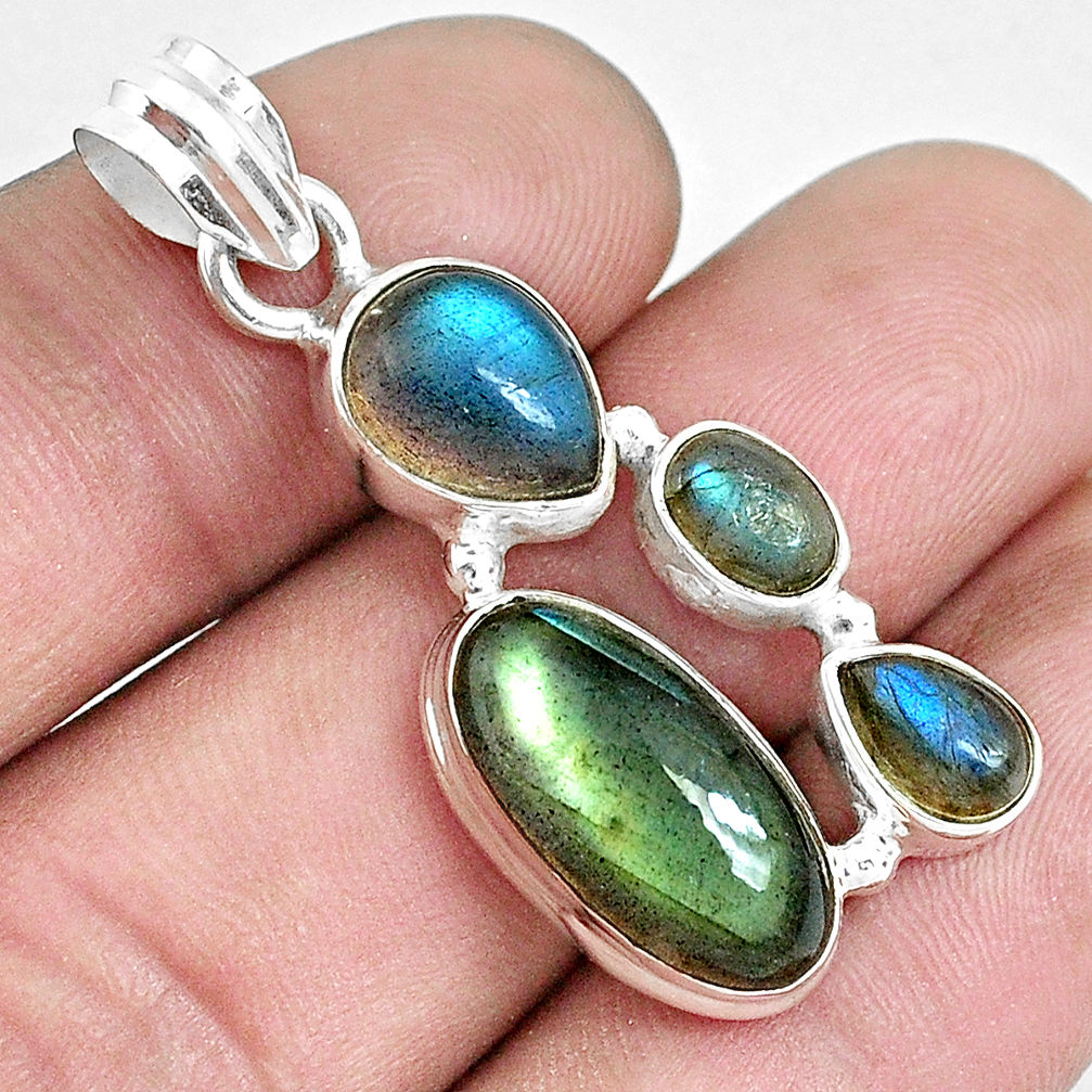 12.34cts natural blue labradorite 925 sterling silver pendant jewelry p33811