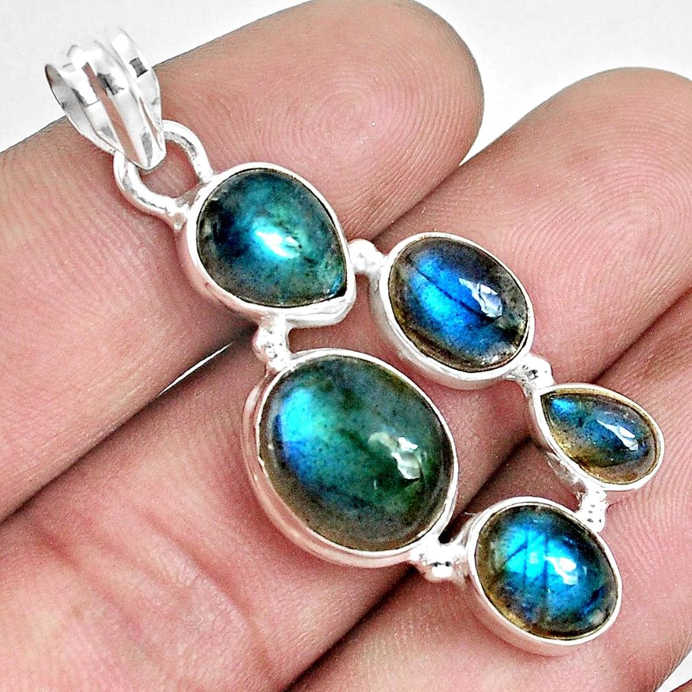 15.31cts natural blue labradorite 925 sterling silver pendant jewelry p33817