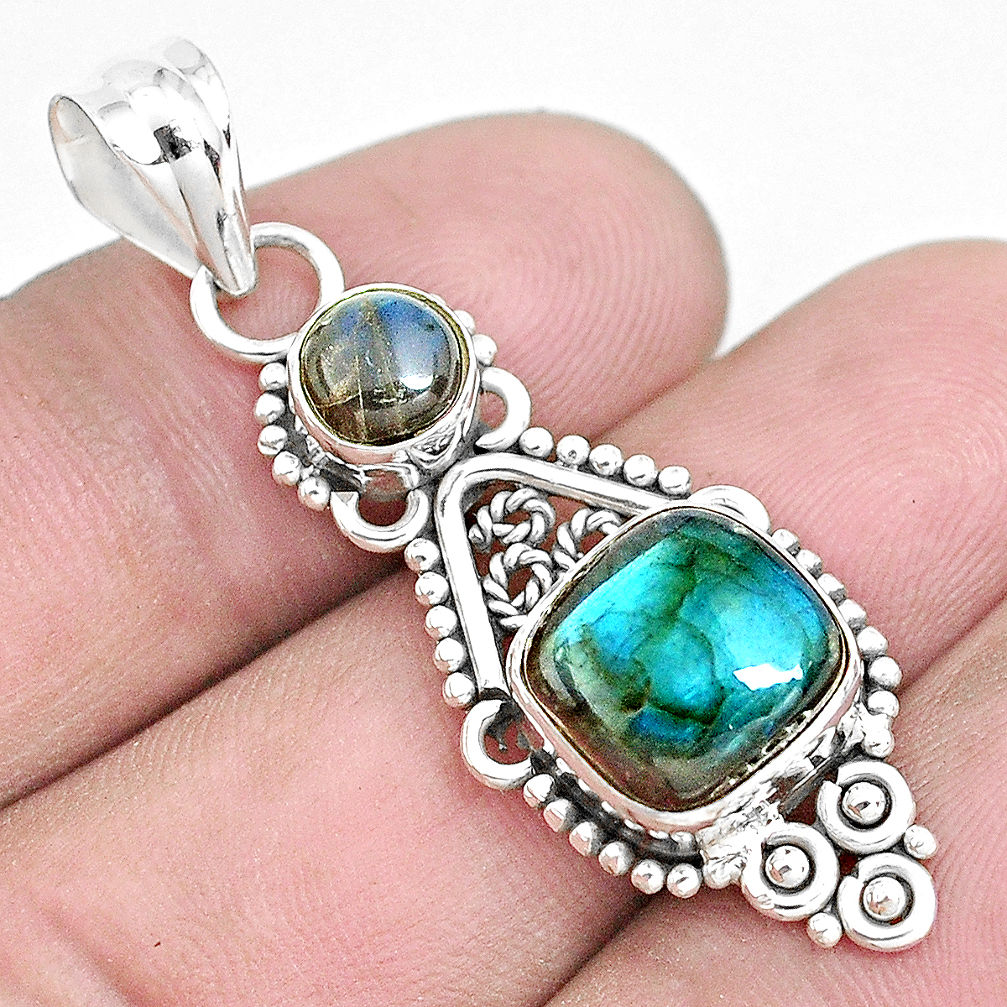 6.10cts natural blue labradorite 925 sterling silver pendant jewelry p39352