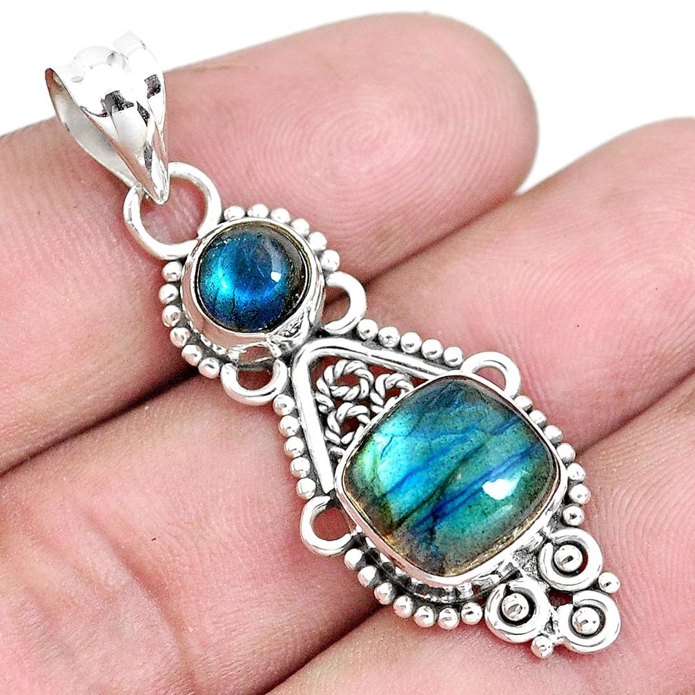 6.10cts natural blue labradorite 925 sterling silver pendant jewelry p39353