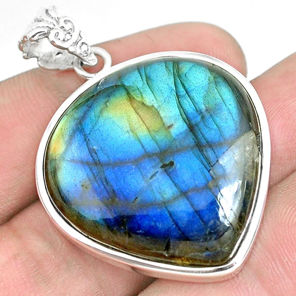 34.89cts natural blue labradorite 925 sterling silver pendant jewelry p39781