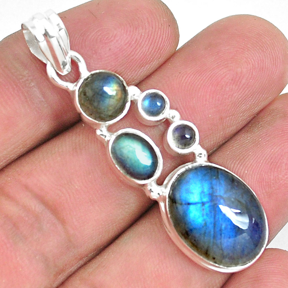 14.68cts natural blue labradorite 925 sterling silver pendant jewelry p39810