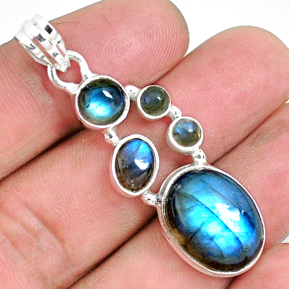 14.66cts natural blue labradorite 925 sterling silver pendant jewelry p39812