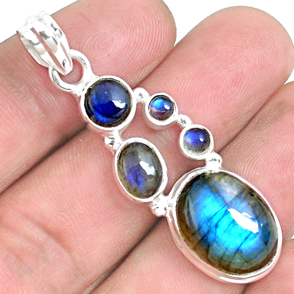 14.78cts natural blue labradorite 925 sterling silver pendant jewelry p39819