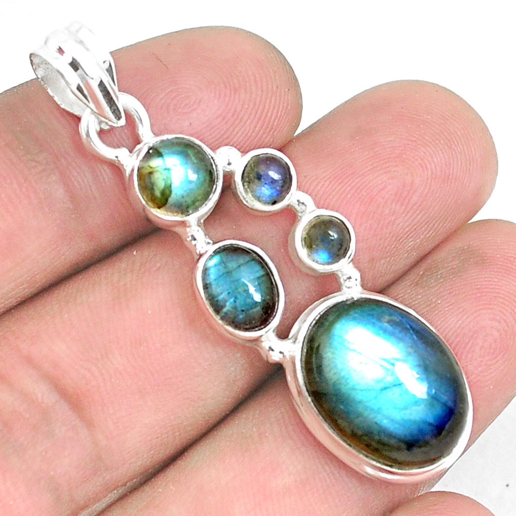 15.72cts natural blue labradorite 925 sterling silver pendant jewelry p39825
